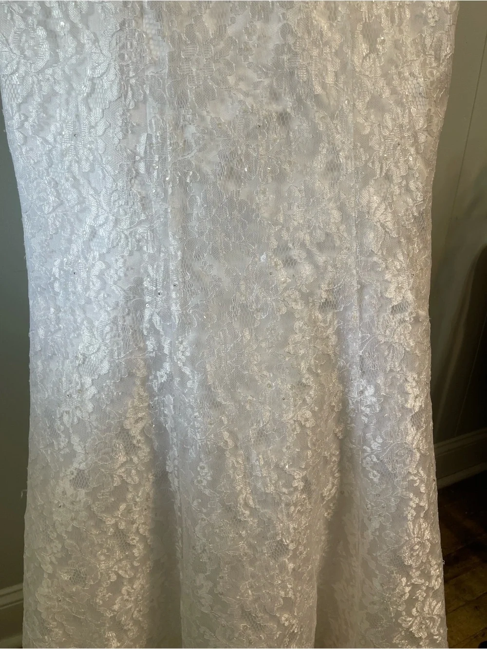 David’s Bridal All Over Lace Dress 16w Beaded Bustled - Picture 5 of 16